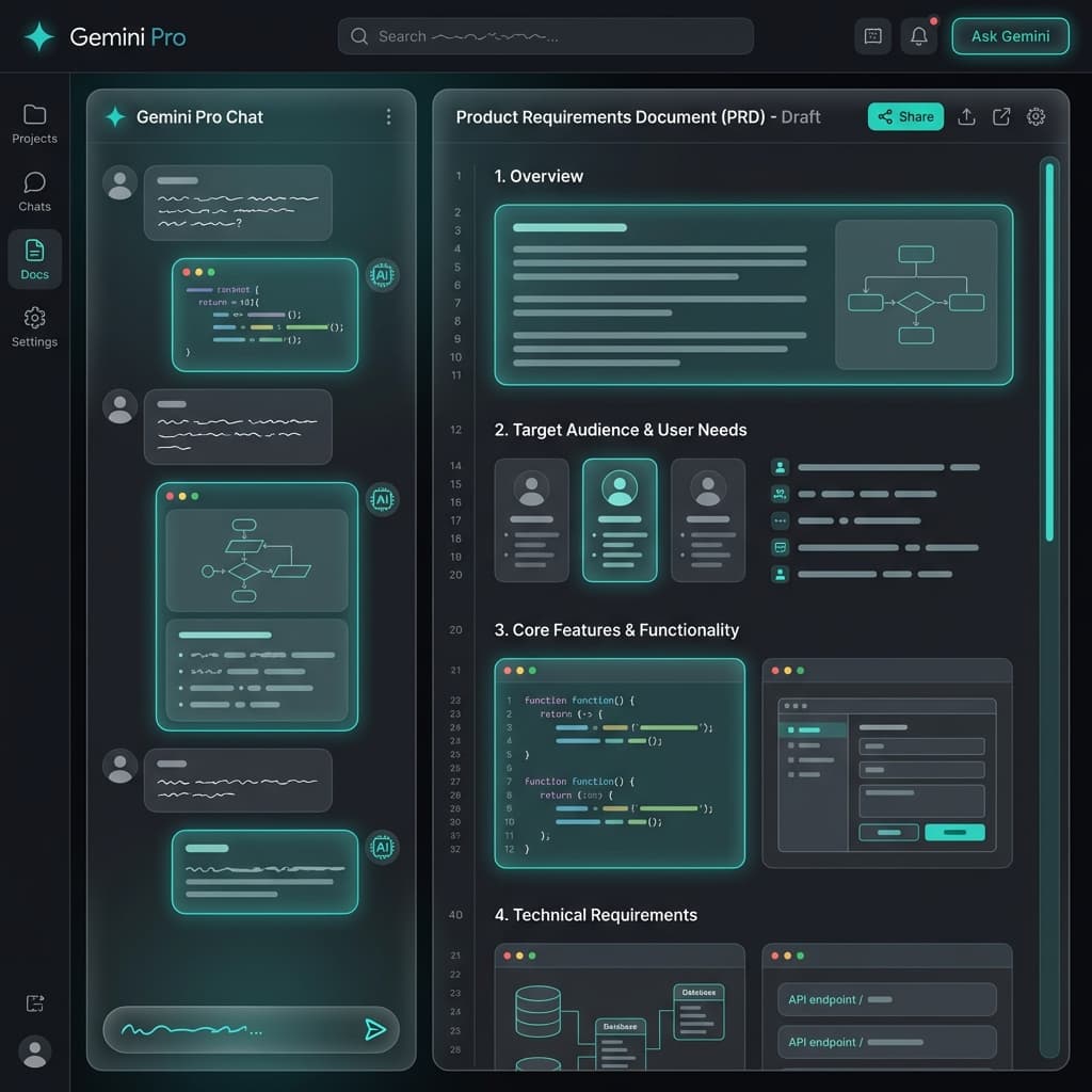 Gemini Pro interface with canvas